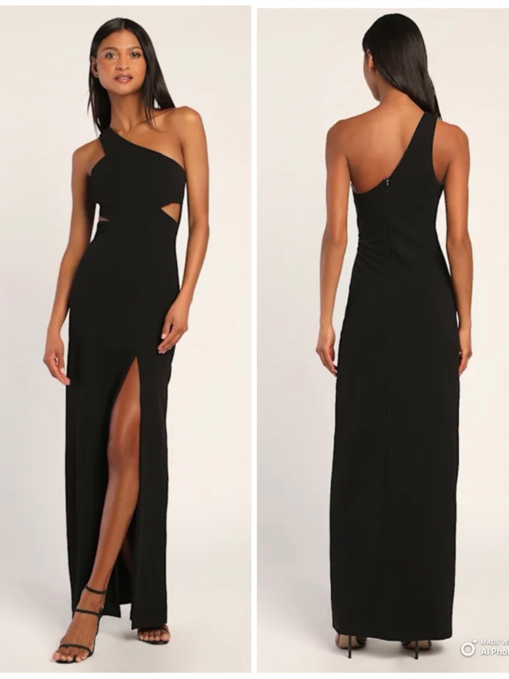 Lulus Large Show-Stopping Style Black One Shoulder Cutout Maxi Dress NWT Formal